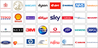 Grafische weergave van de logo&#39;s van bedrijven die Galleon-producten gebruiken
